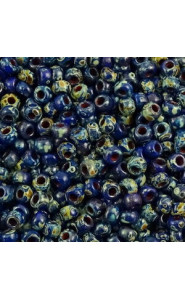 Miyuki rocailles Perlen 8/0 - Opaque picasso cobalt 8-4518